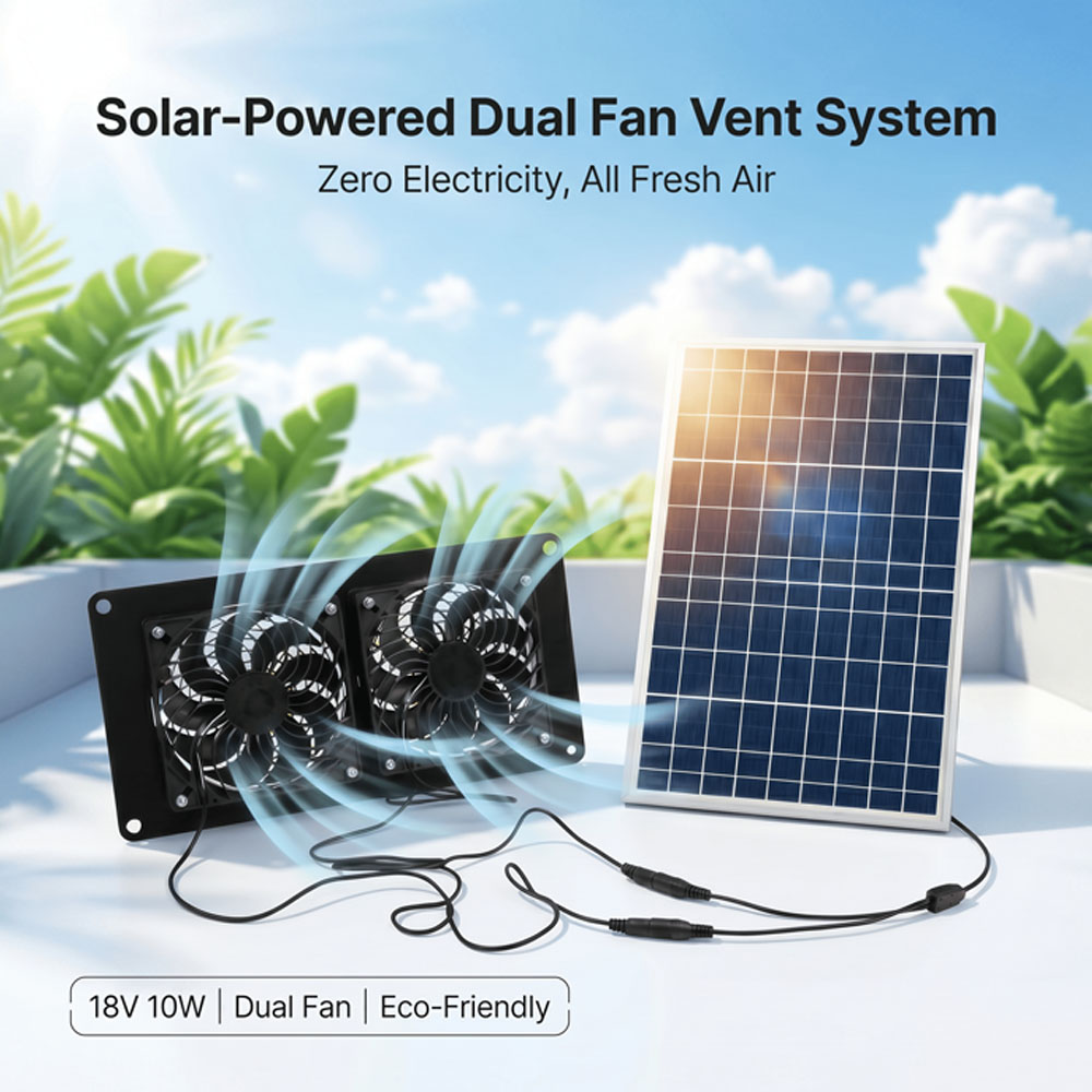 Solar Panel 200W - 10W 18V Solar Powered Dual Fan